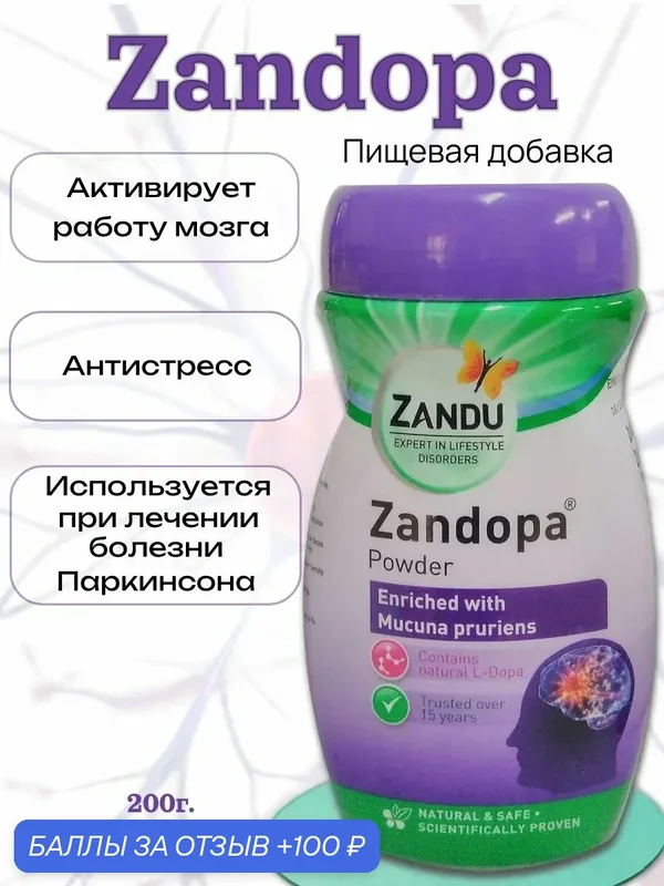 Zandopa, Zandu, для улучшения мозговой деятельности, 200г, Зандопа — ZANDU, 100 баллов за отзыв Яндекс Маркет