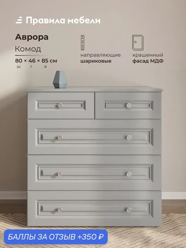 Комод для одежды и хранения вещей Аврора с ящиками, 80.4х45.7х85 см, Антрацит — Правила мебели, 350 баллов за отзыв Яндекс Маркет