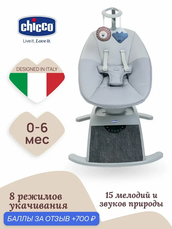 Шезлонг для новорожденных от 0 месяцев электрический Chicco Comfy Wave — Chicco, 700 баллов за отзыв Яндекс Маркет