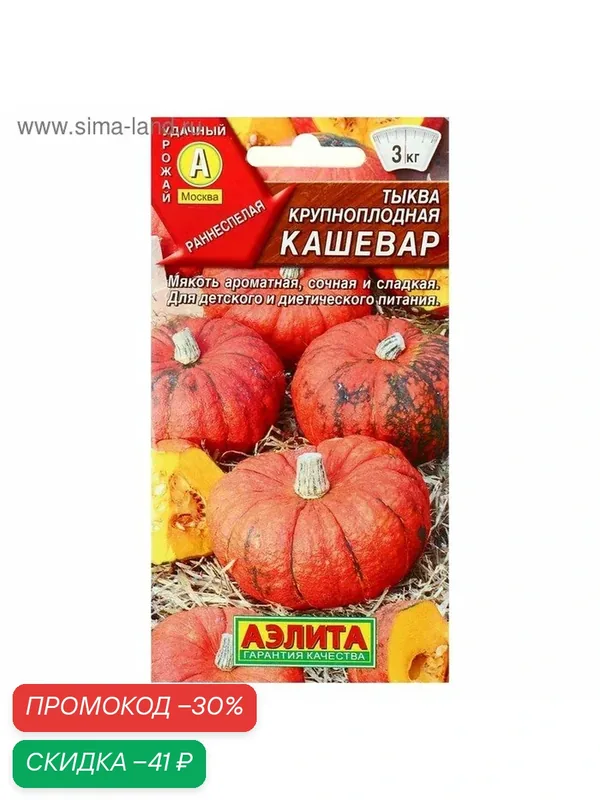 Семена Тыква крупноплодная «Кашевар», 2 г, «аэлита» — Агрофирма АЭЛИТА, скидка по промокоду Яндекс Маркет
