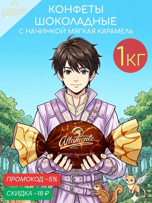 Конфеты шоколадные с кремовой начинкой мягкая карамель Altamente набор 1кг — Altamente, скидка по промокоду Яндекс Маркет