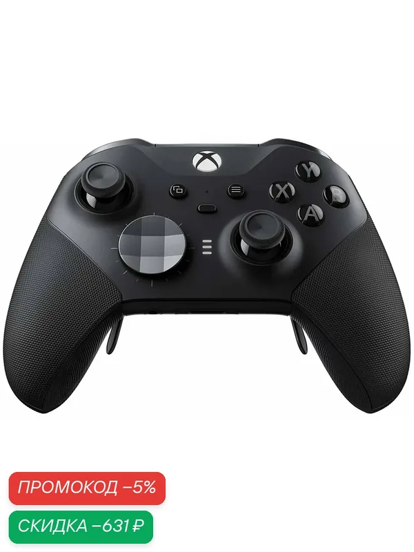 Геймпад беспроводной Microsoft Xbox One Wireless Controller Elite Series 2 (Black) — Microsoft, скидка по промокоду Яндекс Маркет