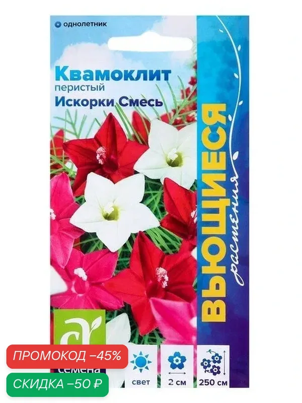 Семена цветов Квамоклит «Искорки», смесь перистая, однолетник, 0.2 г, «Семена Алтая» — Семена Алтая, скидка по промокоду Яндекс Маркет