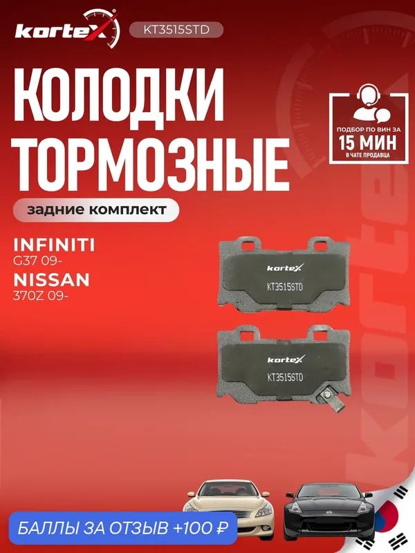 Колодки тормозные Kortex для INFINITI / NISSAN G37 / 370Z 09- задние комплект — KORTEX, скидка по промокоду Яндекс Маркет