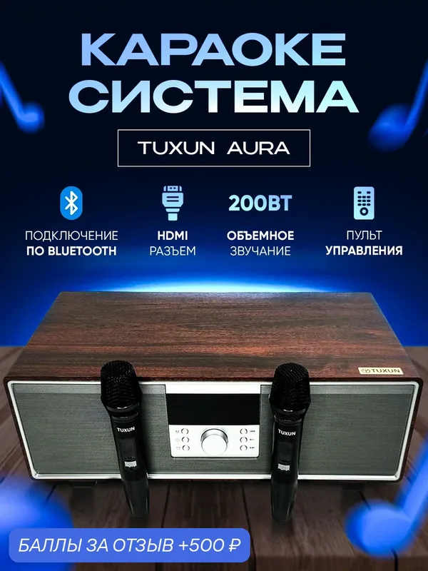Караоке система для дома Tuxun Аура мощность 200 Вт — Tuxun, 500 баллов за отзыв Яндекс Маркет