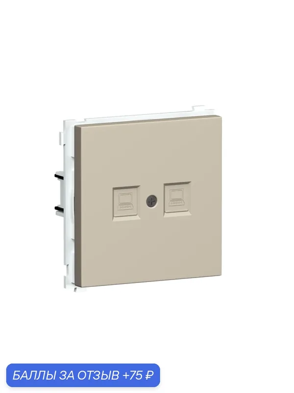 Розетка компьютерная RJ45 cat.6 на 2 порта, цвет матовый кашемир, серия R98, Donel — Donel, 75 баллов за отзыв Яндекс Маркет