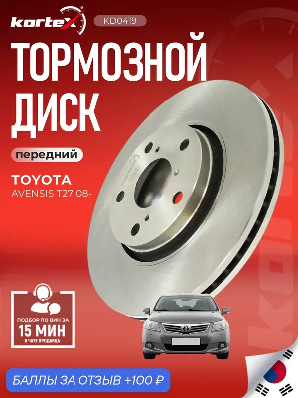 Тормозной диск передний вентилируемый Тойота Аурис, Авенсис, Королла, Версо ST435120F030, PBD1925, K000332 — KORTEX, 100 баллов за отзыв Яндекс Маркет