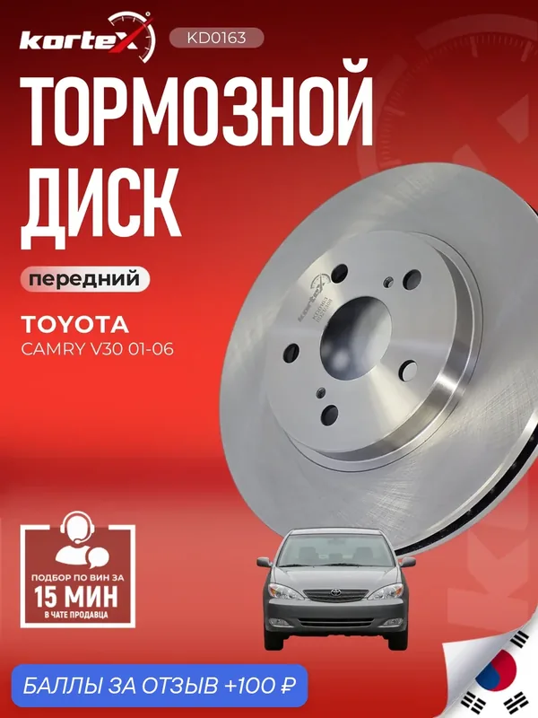 Диск тормозной Kortex для TOYOTA CAMRY V30 01-06 передний вентилируемый(d-296mm) — KORTEX, 100 баллов за отзыв Яндекс Маркет