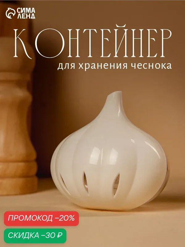 Контейнер для чеснока и лука "Альтернатива" 9×8.3×6.2 см, пластик, белый — Альтернатива, скидка по промокоду Яндекс Маркет