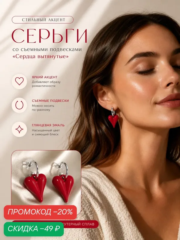 Серьги с подвесками — Queen Fair, скидка по промокоду Яндекс Маркет