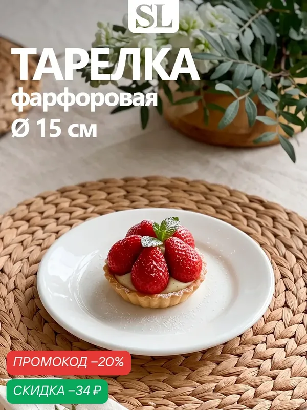 Тарелка фарфоровая пирожковая с утолщённым краем Доляна "White Label", фарфор, d=15 см, белая — Доляна, скидка по промокоду Яндекс Маркет