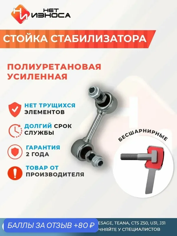 Стойка стабилизатора усиленная полиуретановая NL098A Nissan MURANO, PRESAGE, TEANA, CTS Z50, U31, J31 — НЕТ ИЗНОСА, 80 баллов за отзыв Яндекс Маркет