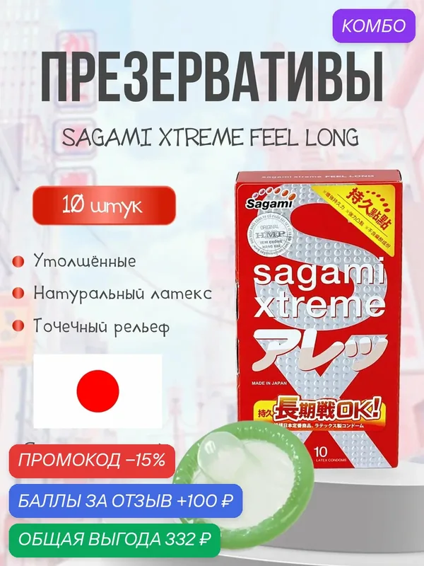 Презервативы Sagami Xtreme Feel Long латексные, ультратонкий — Sagami, скидка по промокоду Яндекс Маркет