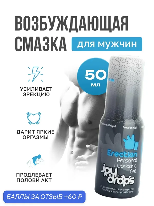 Возбуждающая смазка Turkuaz Medikal Joydrops Erection, водная основа, 50 мл — 60 баллов за отзыв Яндекс Маркет