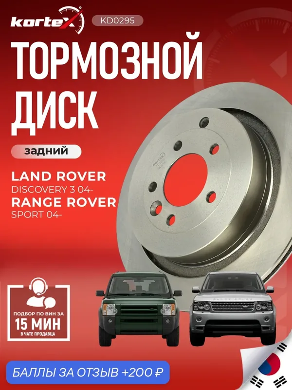 Тормозной диск задний вентилируемый LAND ROVER DISCOVERY 4 Ленд Ровер Дискавери, Рейндж SSB000645, SDB500160, SDB000646 — KORTEX, 200 баллов за отзыв Яндекс Маркет