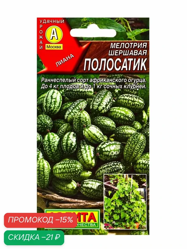 Семена Агрофирма аэлита Мелотрия (Мышиная дыня) "Полосатик", 0.03 г — Агрофирма АЭЛИТА, скидка по промокоду Яндекс Маркет