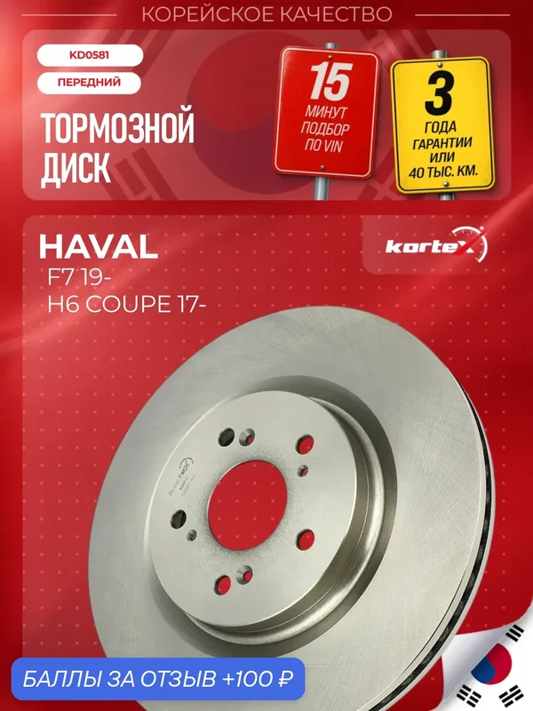 Диск тормозной Kortex для GREAT WALL HAVAL F7 / H6 Coupe передний — KORTEX, 100 баллов за отзыв Яндекс Маркет