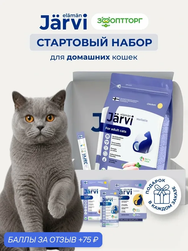 Стартовый набор Jarvi лакомства для домашних кошек, курица и утка 5 штук — Jarvi, 75 баллов за отзыв Яндекс Маркет
