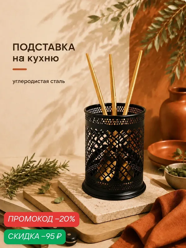 Сушилка для столовых приборов "Лофт", 10, 5*12*14 см, цвет черный — Доляна, скидка по промокоду Яндекс Маркет