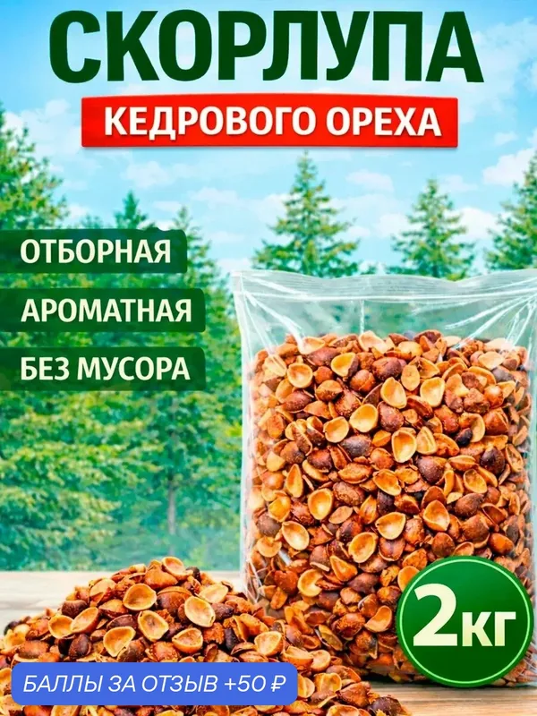 Скорлупа кедрового ореха 2 кг — Экоторг, 50 баллов за отзыв Яндекс Маркет