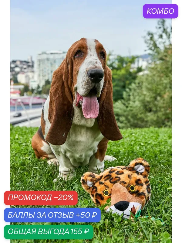 Игрушка для собак Japan Premium Pet Большая мягкая в виде гепарда с функцией чистки зубов. — Japan Premium Pet, промокод и 50 баллов за отзыв Яндекс Маркет
