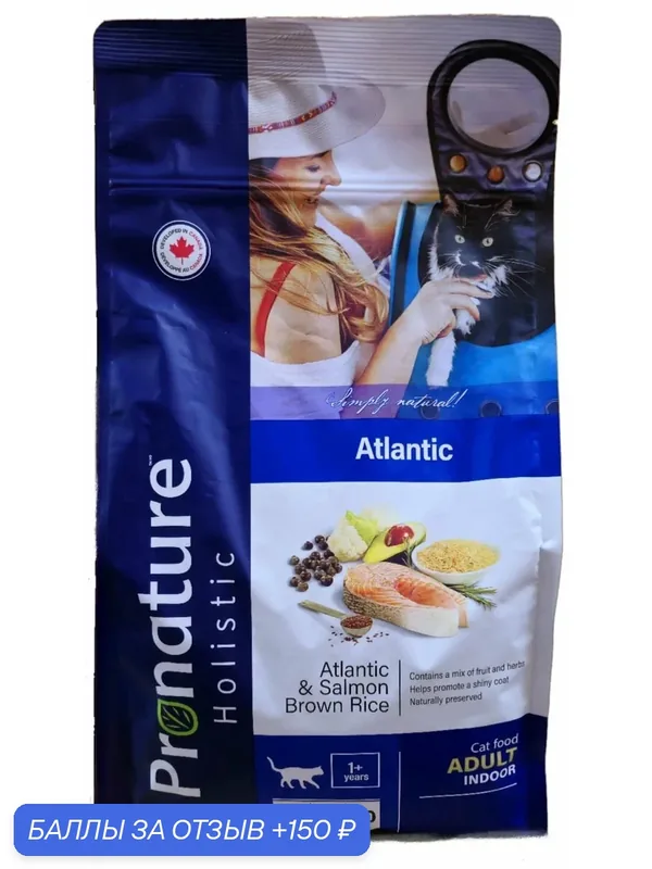 PRONATURE Holistic Atlantic Сухой корм для кошек для кожи и шерсти Лосось рис — ProNature, 150 баллов за отзыв Яндекс Маркет