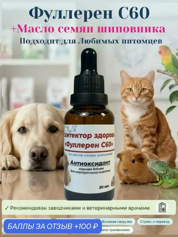 Фуллерен С60+Масло семян Шиповника Кормовая добавка для непродуктивных животных — 100 баллов за отзыв Яндекс Маркет