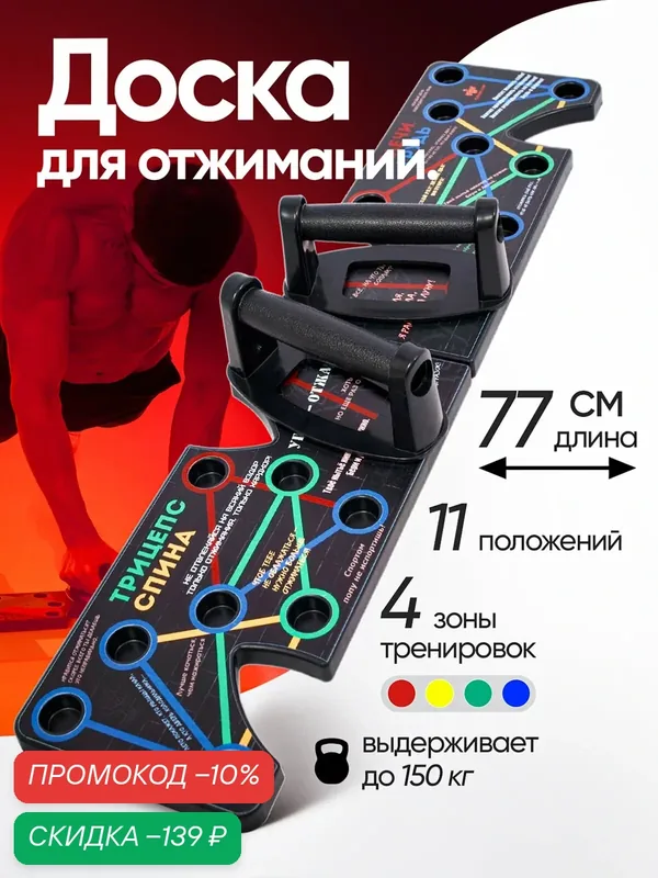 Платформа / Упоры / Доска для отжиманий, Противоскользящая основа "Юмор" — скидка по промокоду Яндекс Маркет