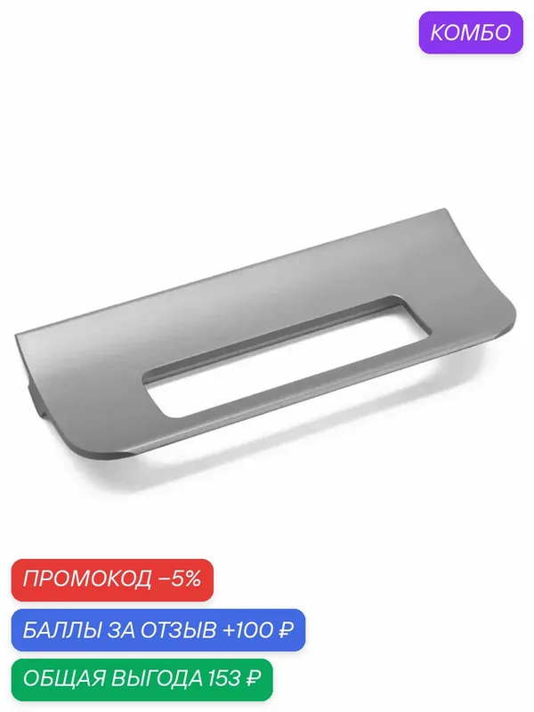 Современная мебельная ручка-скоба в графитовом цвете — 100 баллов за отзыв Яндекс Маркет