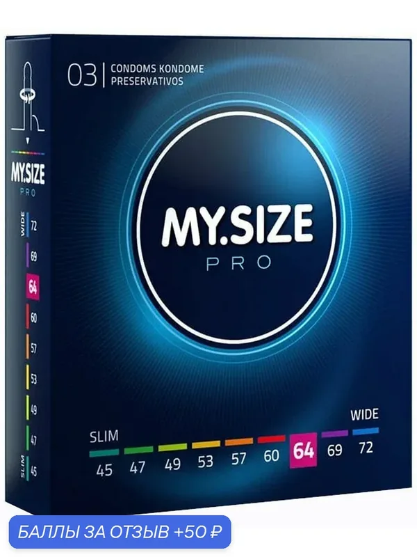 Большие презервативы MY.SIZE №64 3 шт — MY.SIZE, 50 баллов за отзыв Яндекс Маркет