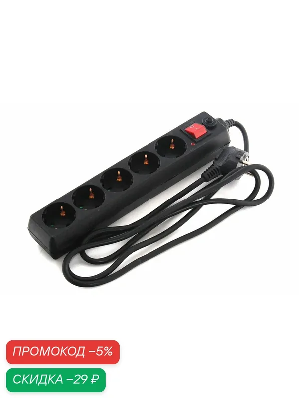 Сетевой фильтр Doffler "SP 4015", 5 розеток, черный, длина кабеля 1, 8 м — Doffler, скидка по промокоду Яндекс Маркет