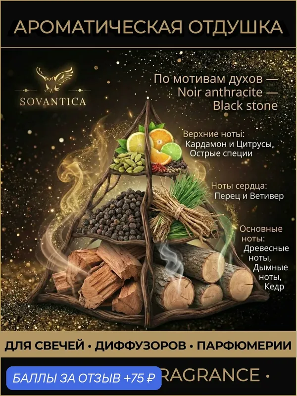 T • Парфюмерная отдушка 50 г Noir anthracite m Black stone, Sovantica Fragrances — SOVANTICA, 75 баллов за отзыв Яндекс Маркет