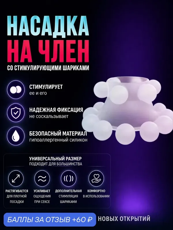 Утолщающая прозрачная насадка на член для увеличения и стимуляции — 60 баллов за отзыв Яндекс Маркет