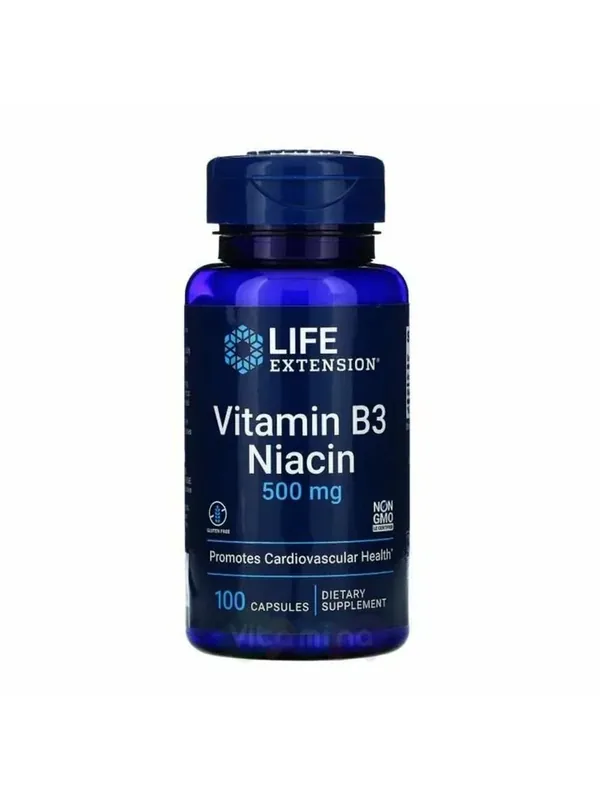 Ниацин, витамин в3, Life Extension Vitamin B3 Niacin, 100 капсул — Life Extension, скидка по промокоду Яндекс Маркет