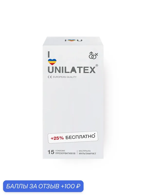 Unilatex Multifruits 15 шт. Презервативы цветные с ароматом мультифрукт — Unilatex, 100 баллов за отзыв Яндекс Маркет