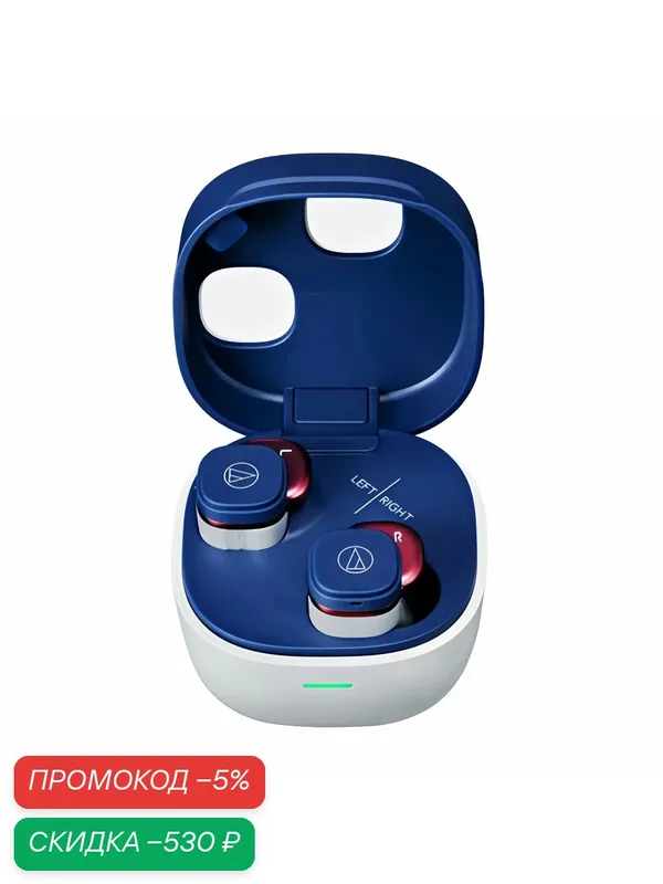 Беспроводные Bluetooth наушники Audio-technica ATH-SQ1TW2 Gen 2, Новое-оригинал, Blue — скидка по промокоду Яндекс Маркет