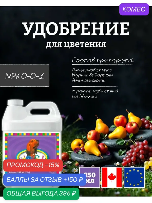 Удобрение для метаболизма/ усилитель вкуса Advanced Nutrients Tasty Terpenes 250 мл. — Advanced Nutrients, промокод и 150 баллов за отзыв Яндекс Маркет