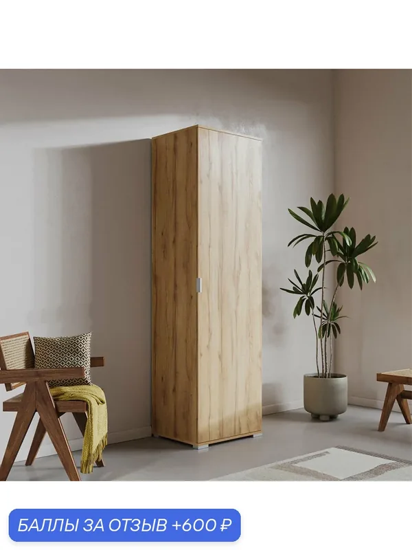 Распашной шкаф для одежды 50х45х230 Дуб Золотистый, Соло 1.2 — Woodcraft, скидка по промокоду Яндекс Маркет