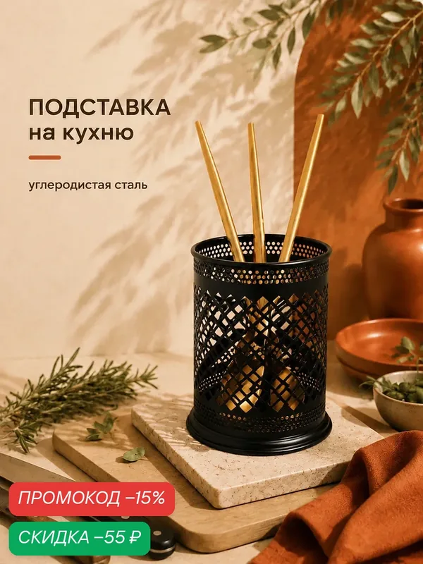 Сушилка для столовых приборов "Лофт", 10, 5*12*14 см, цвет черный — Доляна, скидка по промокоду Яндекс Маркет
