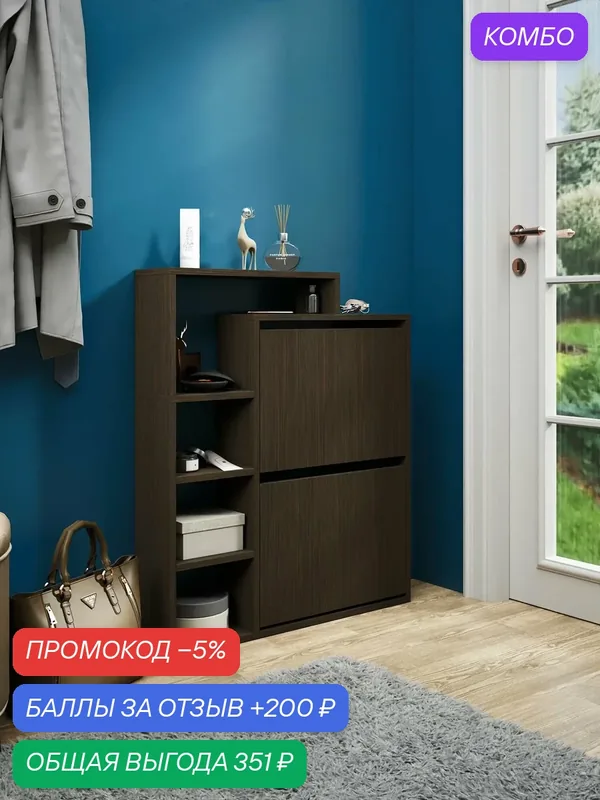Обувница узкая Витто-942-У венге в прихожую, тумба для обуви, закрытая деревянная, икея ikea, этажерка — Profimebel, скидка по промокоду Яндекс Маркет
