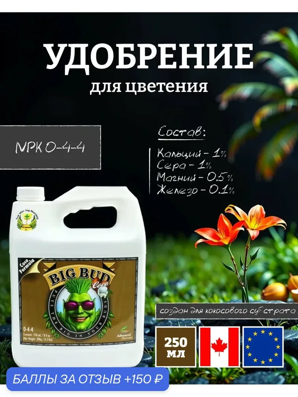 Удобрение на цветение Advanced Nutrients Big Bud Coco Liquid 0.25 л. — Advanced Nutrients, 150 баллов за отзыв Яндекс Маркет