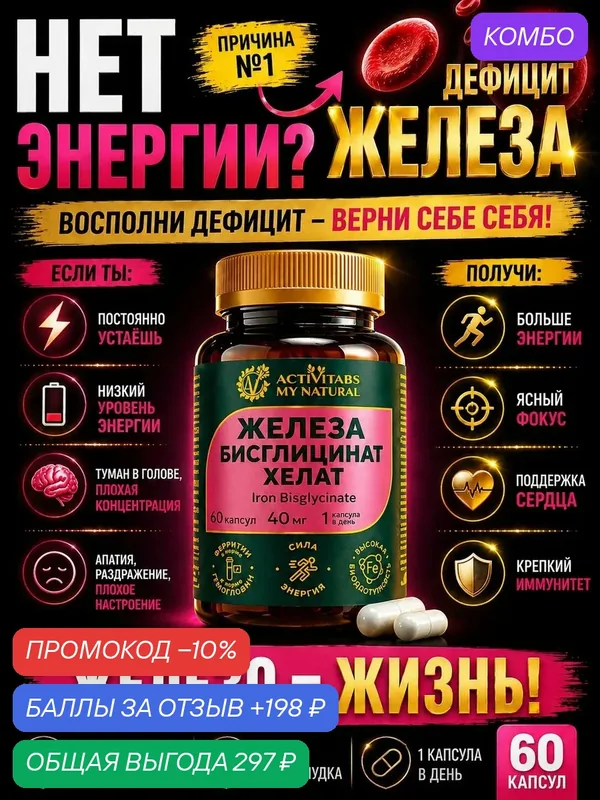 Мультивитамины для женщин — VITAMATIC, промокод и 198 баллов за отзыв Яндекс Маркет