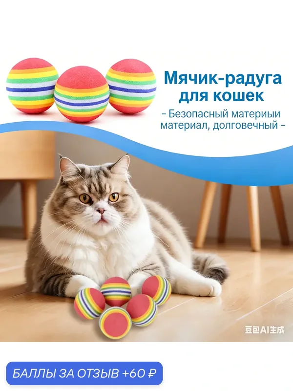 Жевательная игрушка Chongwu "Interactive", для собак и кошек, разноцветная, 10 шт. — 60 баллов за отзыв Яндекс Маркет