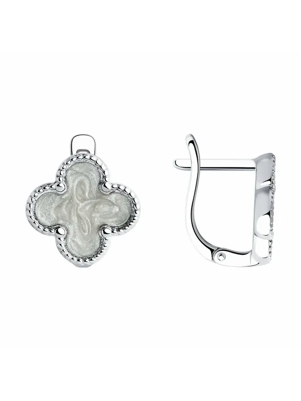 Серьги, серебро, 925 проба, родирование, эмаль — Diamant online, скидка по промокоду Яндекс Маркет