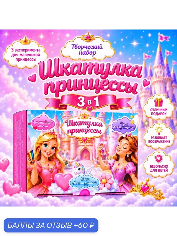Набор для творчества и хобби для девочек WOW! HOW? Шкатулка принцессы. Поделки и опыты своими руками в подарок для детей от 8 лет — WOW! HOW?, 60 баллов за отзыв Яндекс Маркет