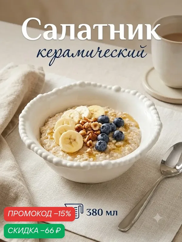 Салатник «Облако», 15.5×5.5 см, керамика, с барельефом, цвет молочный — Сима-ленд, скидка по промокоду Яндекс Маркет