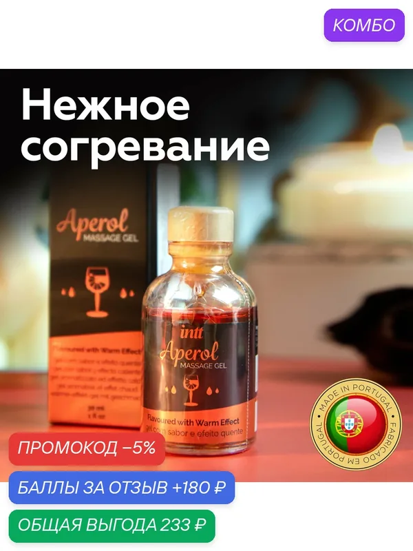 Разогревающая съедобная смазка для орального секса и массажа INTT Aperol, Португалия, 30мл — INTT, промокод и 180 баллов за отзыв Яндекс Маркет