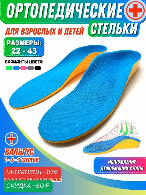 Стельки SuperFeet, ортопедические, дышащие, для обуви, 42-43 размер, синие — SuperFeet, скидка по промокоду Яндекс Маркет