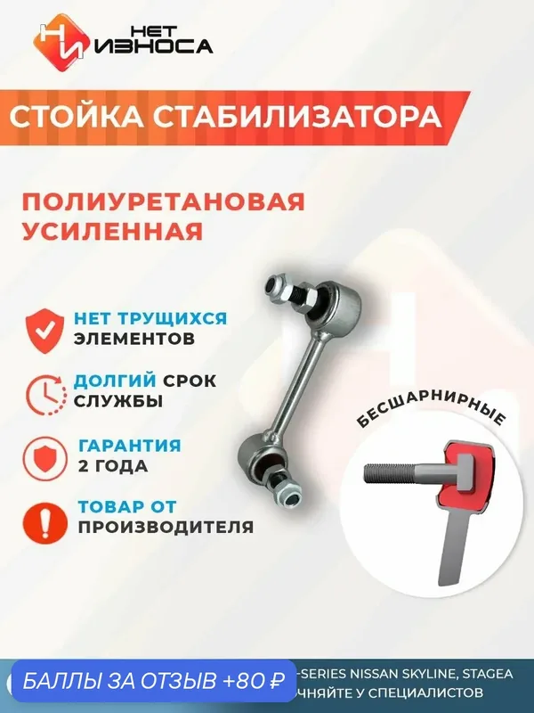 Стойка стабилизатора усиленная полиуретановая NL106A Infiniti QX50, Q50, G-Series Nissan Skyline, Stagea, Fuga — НЕТ ИЗНОСА, 80 баллов за отзыв Яндекс Маркет