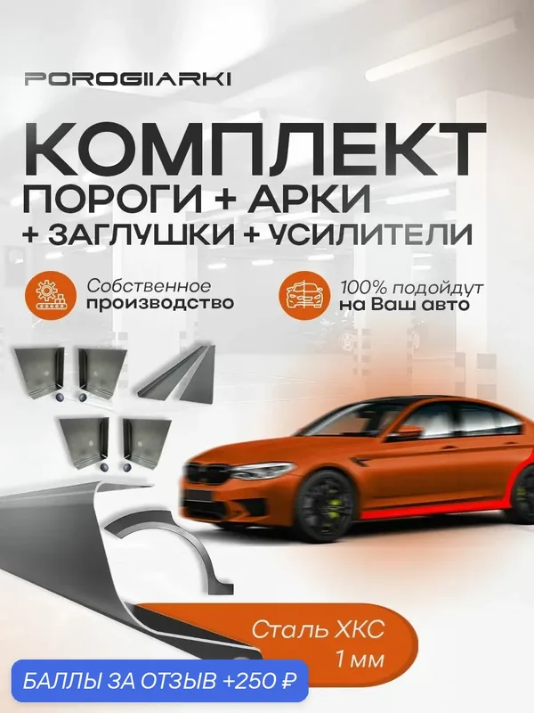 Пороги 1 мм, усилители и задние арки 0.8 мм Hyundai Santa Fe 2000–2012 — MNOGOPOROGOV, 250 баллов за отзыв Яндекс Маркет